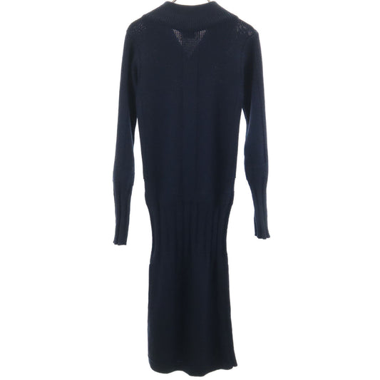 FENDI Long Sleeve Knit Midi Dress Navy Size 40