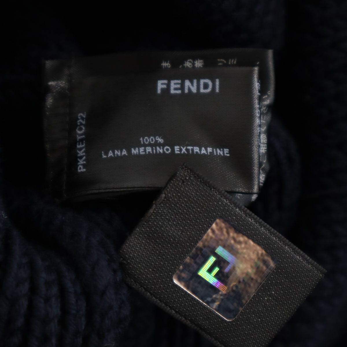 FENDI Long Sleeve Knit Midi Dress Navy Size 40