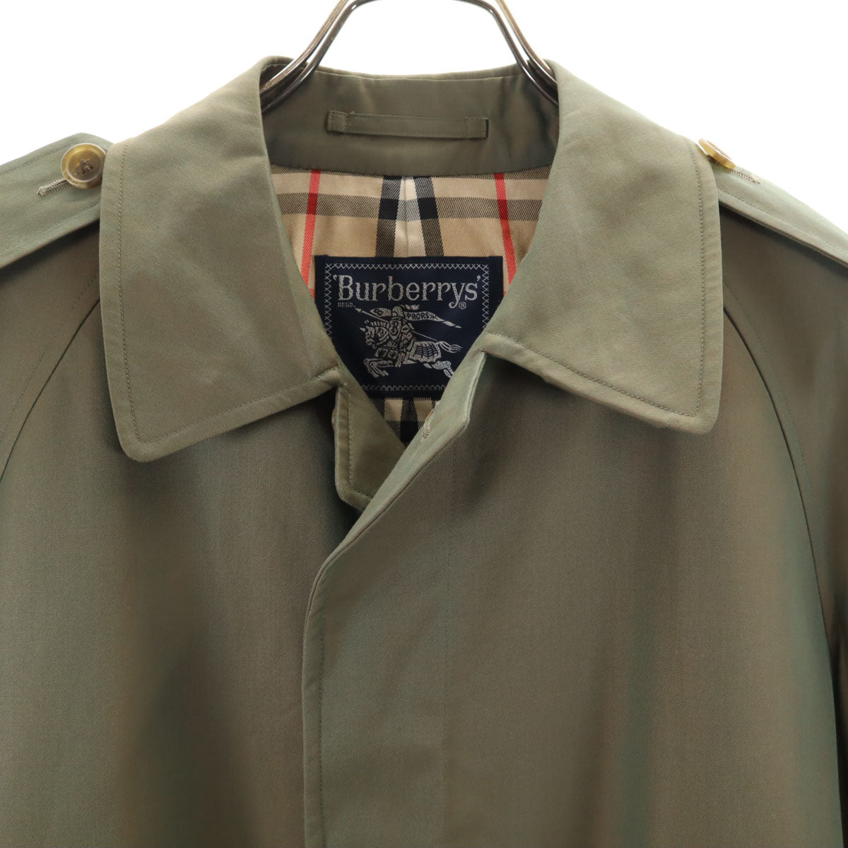 Burberrys 90s Vintage Balmacaan Coat Green Size 90-165