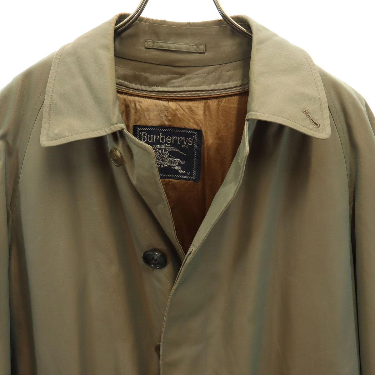 Burberrys Vintage 90s Lined Balmacaan Khaki Green Coat Size 90-165