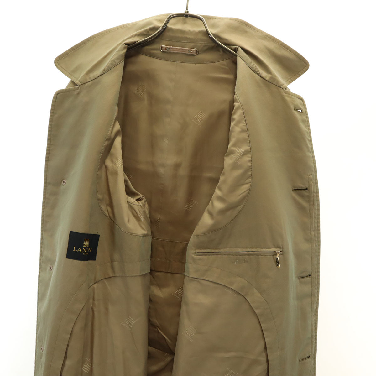 LANVIN 80s Vintage Balmacaan Coat Beige Size L