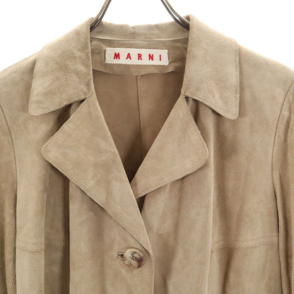 MARNI Italian Made Leather Coat Beige Size 40