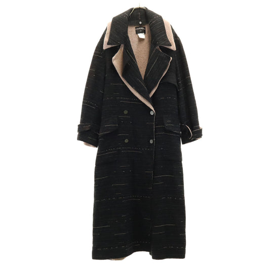 CHANEL Layered Long Coat Charcoal Black Size 40