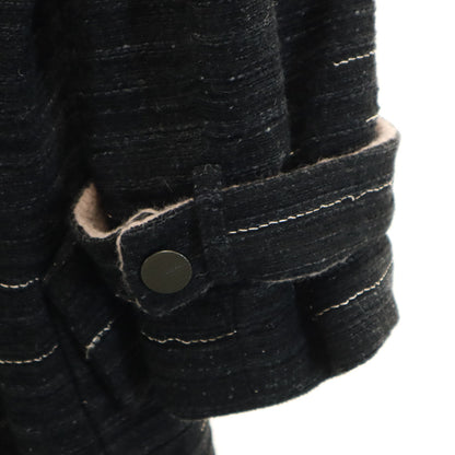 CHANEL Layered Long Coat Charcoal Black Size 40