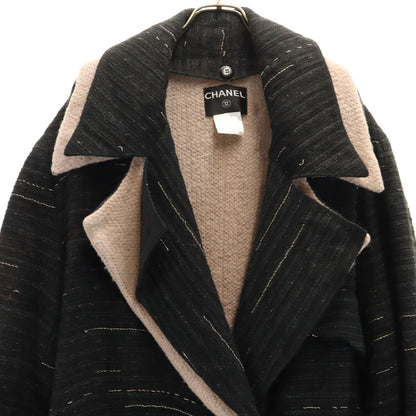 CHANEL Layered Long Coat Charcoal Black Size 40