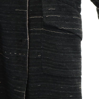 CHANEL Layered Long Coat Charcoal Black Size 40