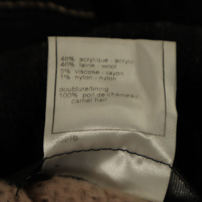 CHANEL Layered Long Coat Charcoal Black Size 40