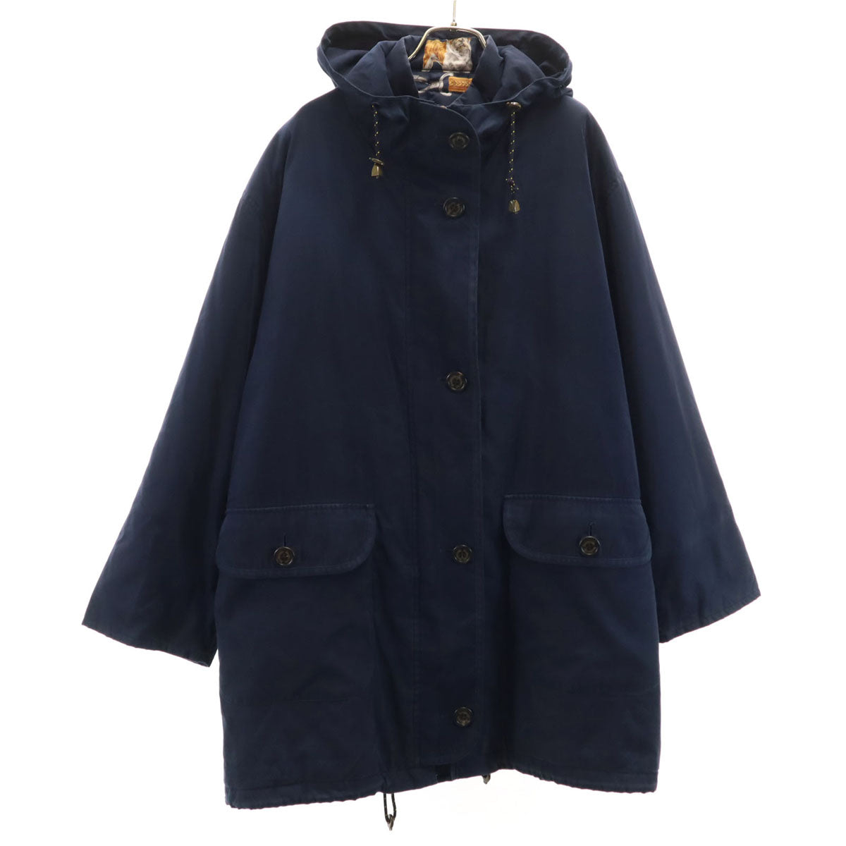 Burberrys 90s Vintage Hooded Coat with Liner Navy
