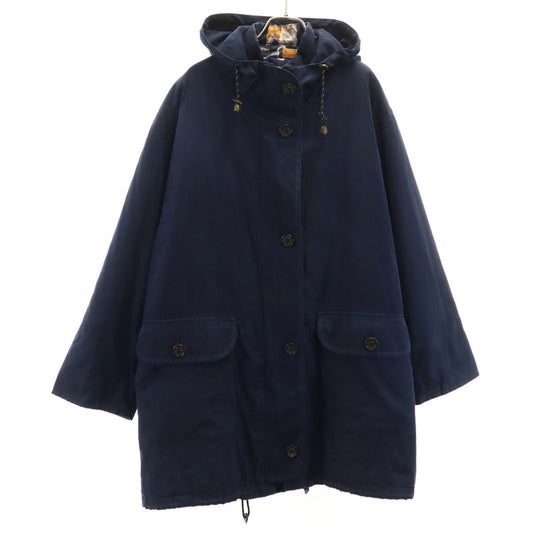 Burberrys 90s Vintage Hooded Coat with Liner Navy
