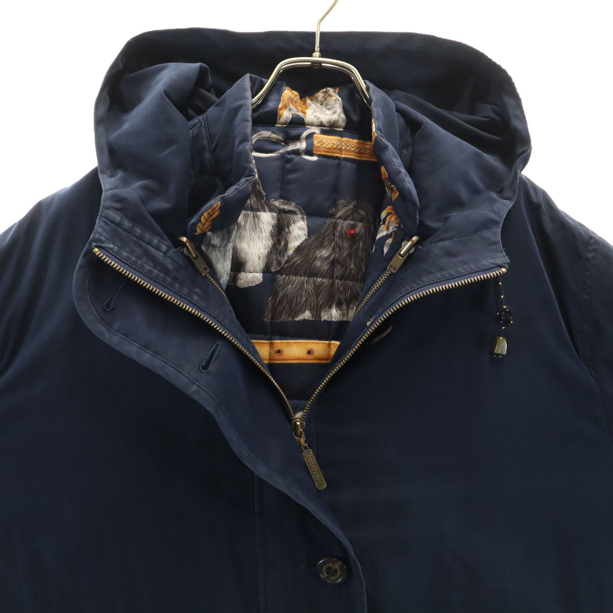 Burberrys 90s Vintage Hooded Coat with Liner Navy