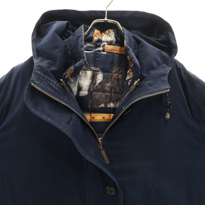 Burberrys 90s Vintage Hooded Coat with Liner Navy
