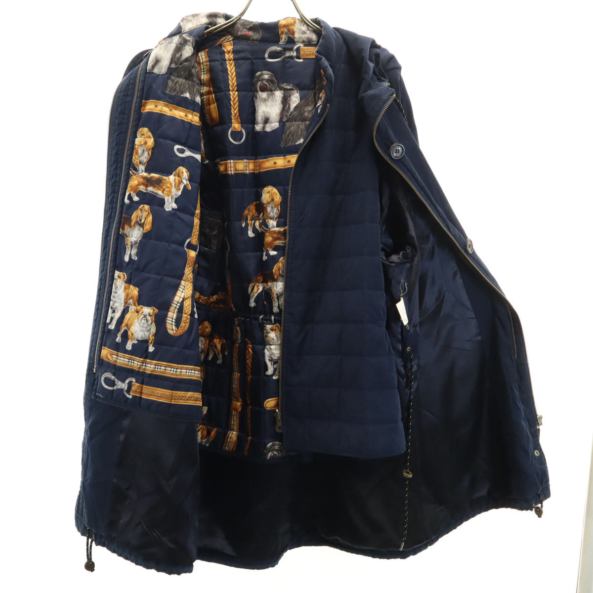 Burberrys 90s Vintage Hooded Coat with Liner Navy