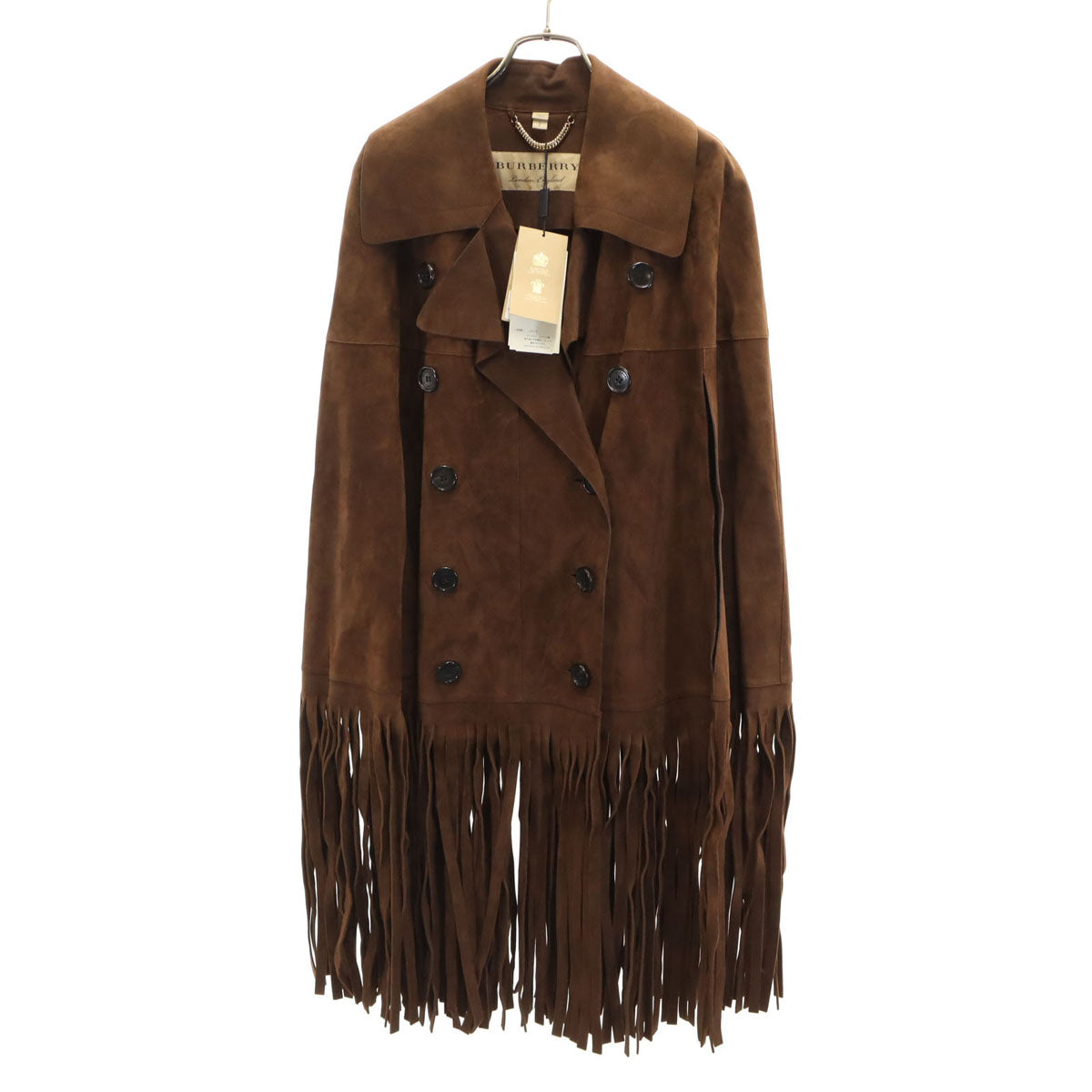 BURBERRY LONDON ENGLAND Fringe Suede Coat Brown Size S
