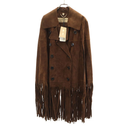 BURBERRY LONDON ENGLAND Fringe Suede Coat Brown Size S