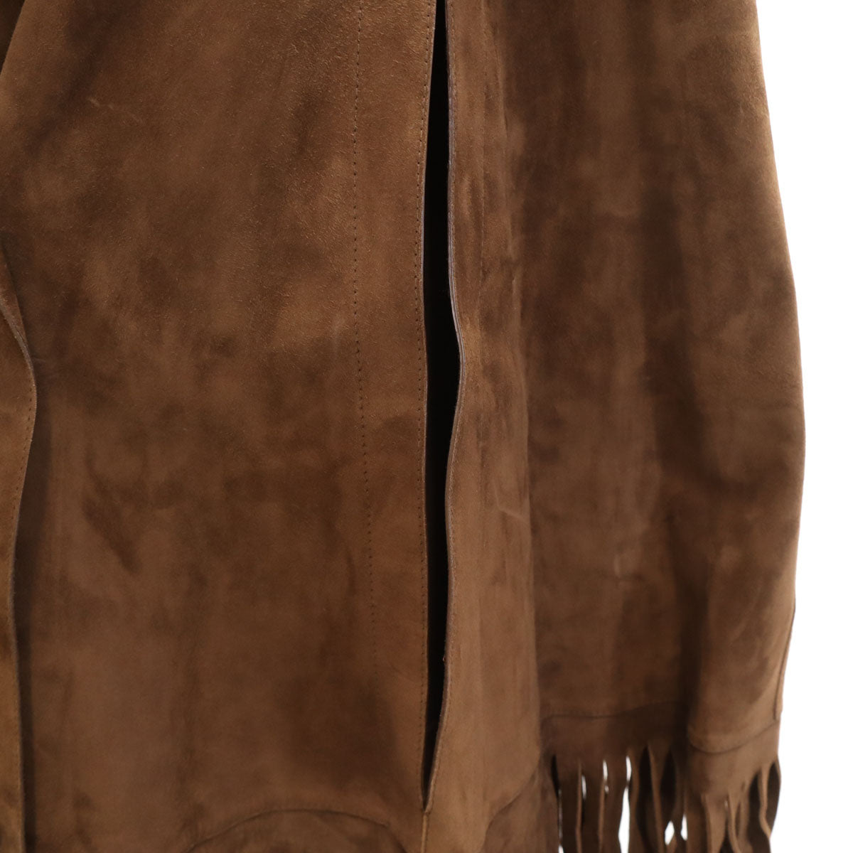BURBERRY LONDON ENGLAND Fringe Suede Coat Brown Size S