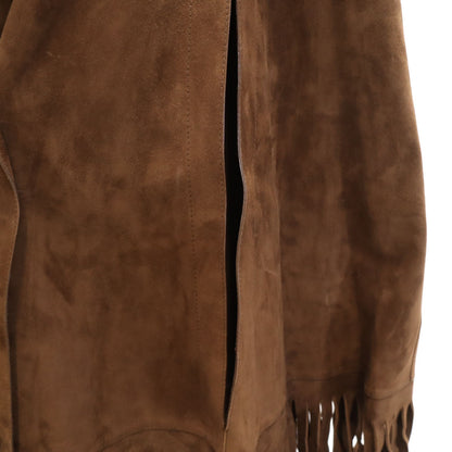 BURBERRY LONDON ENGLAND Fringe Suede Coat Brown Size S