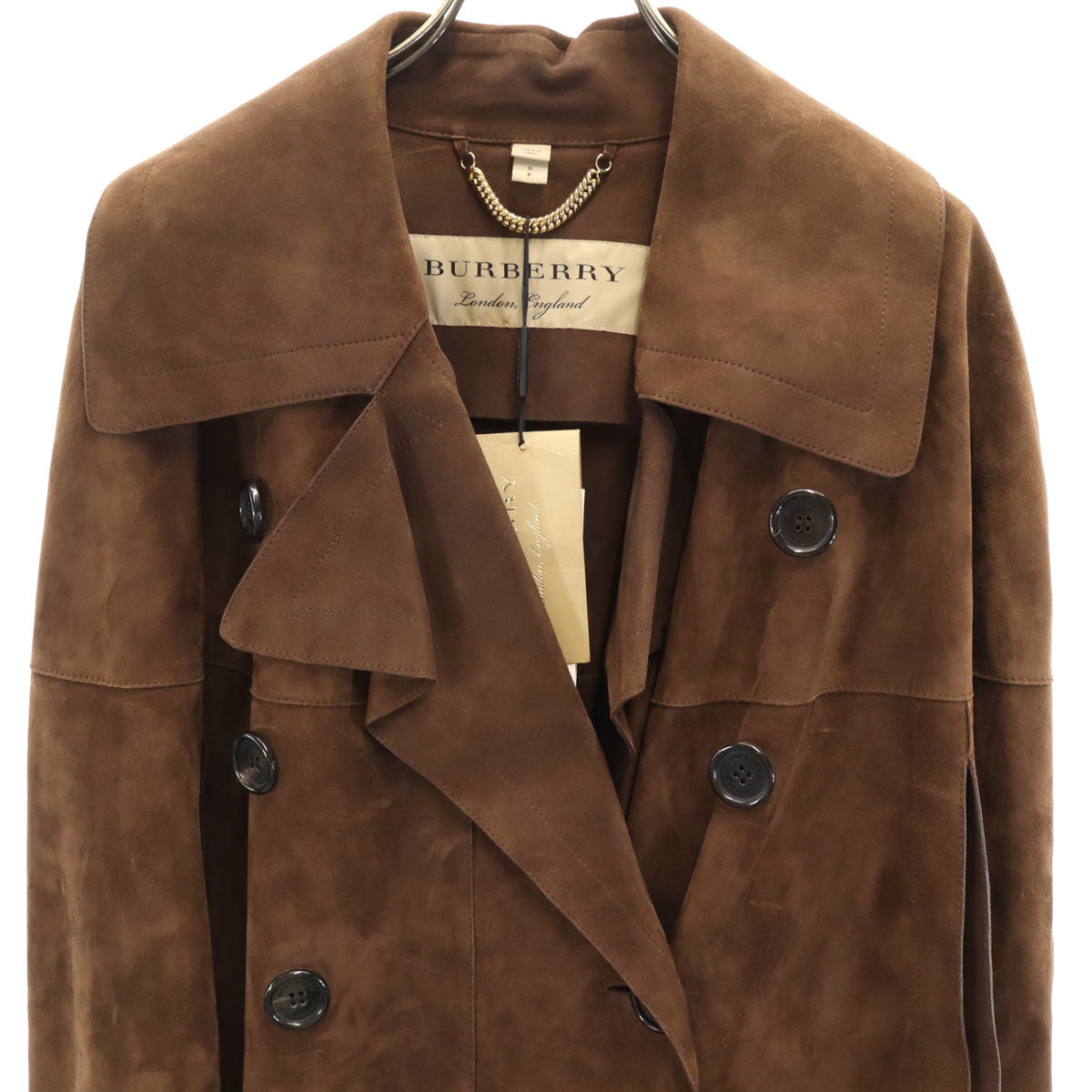 BURBERRY LONDON ENGLAND Fringe Suede Coat Brown Size S