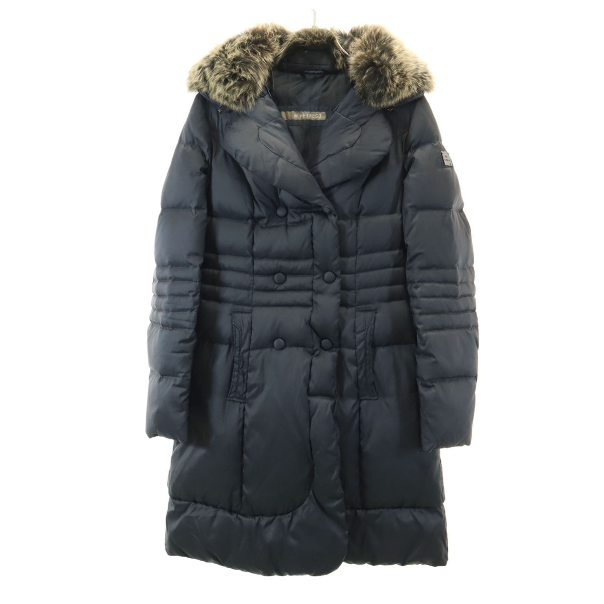 HETREGO Down Coat with Fox Fur Charcoal Size 40