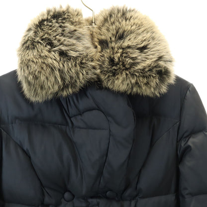 HETREGO Down Coat with Fox Fur Charcoal Size 40