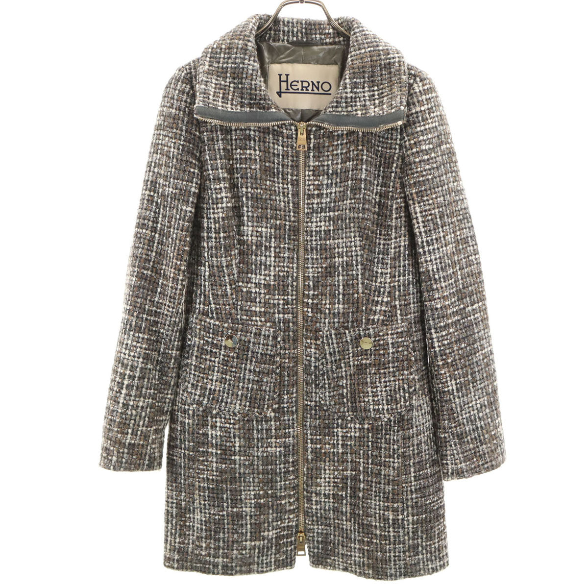 Herno Italian Tweed Lightly Padded Coat Size 40