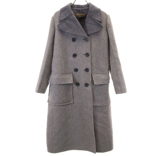 LOUIS VUITTON Double Breasted Wool Coat Gray Size 36