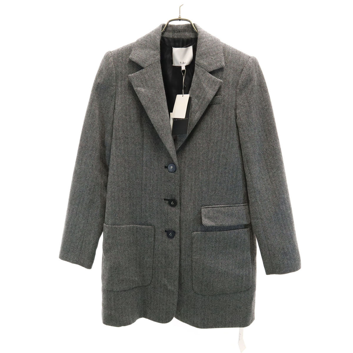 tibi Herringbone Chesterfield Coat White
