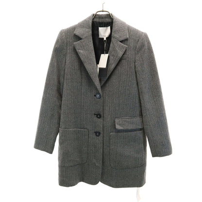 tibi Herringbone Chesterfield Coat White