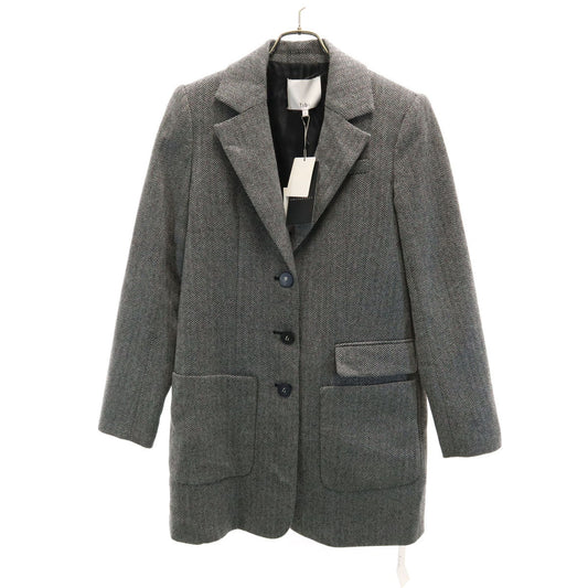tibi Herringbone Chesterfield Coat White