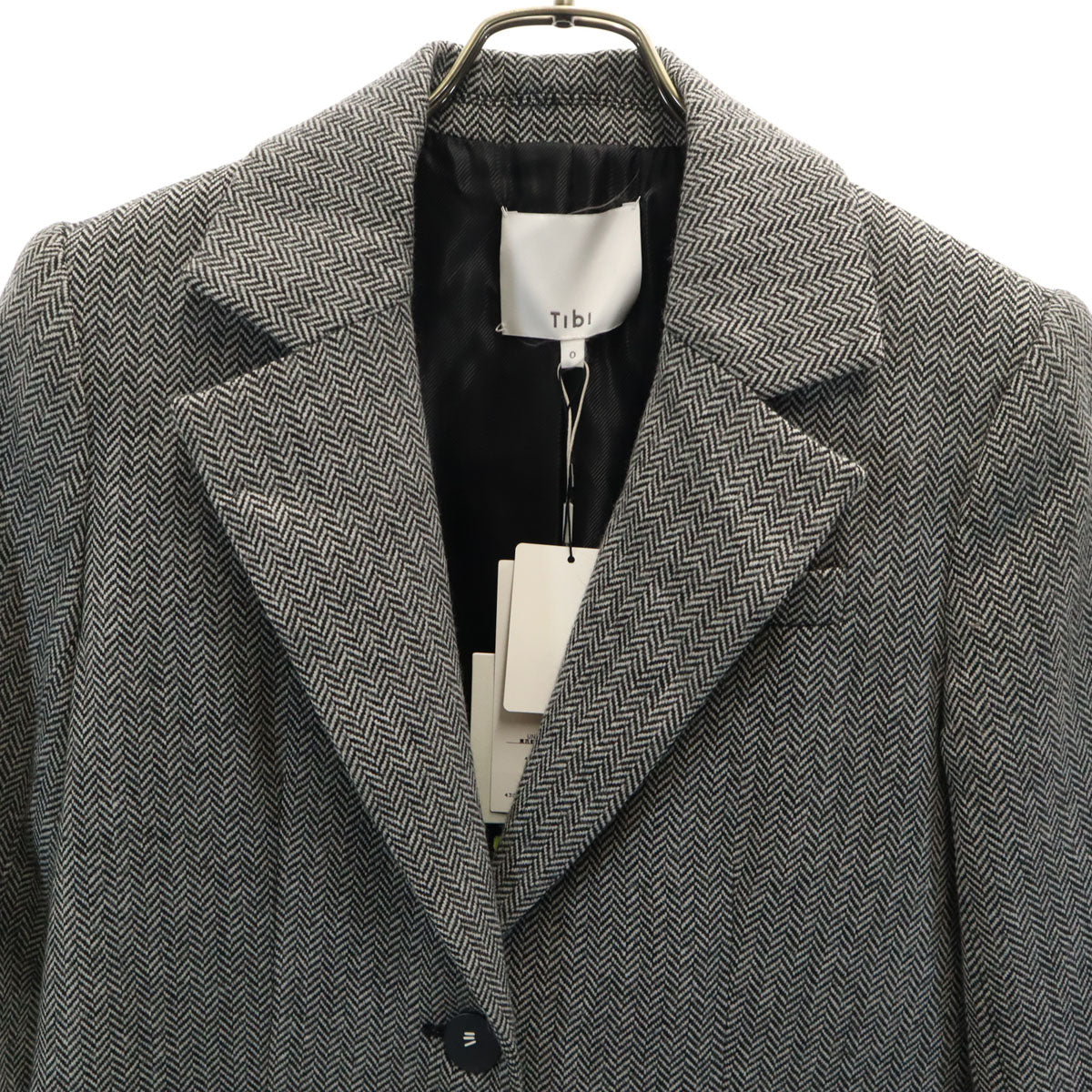 tibi Herringbone Chesterfield Coat White