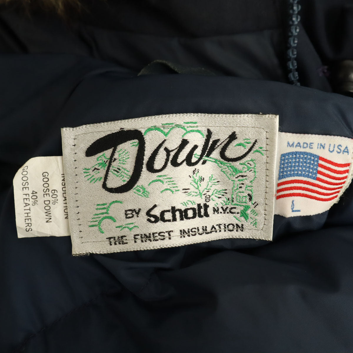 Schott 90s USA Made Down Jacket Navy Size L