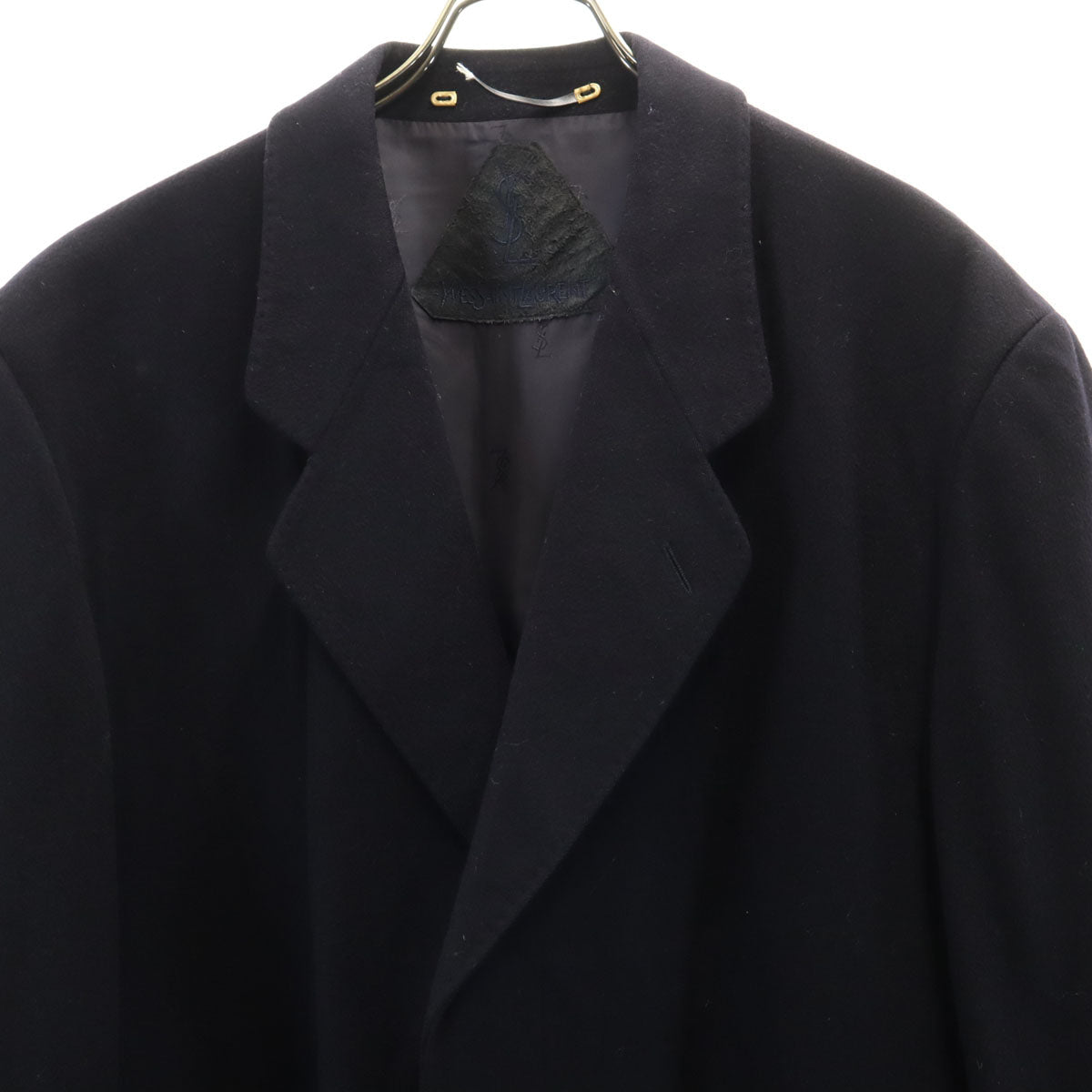 YVES SAINT LAURENT Dark Blue Chesterfield Coat