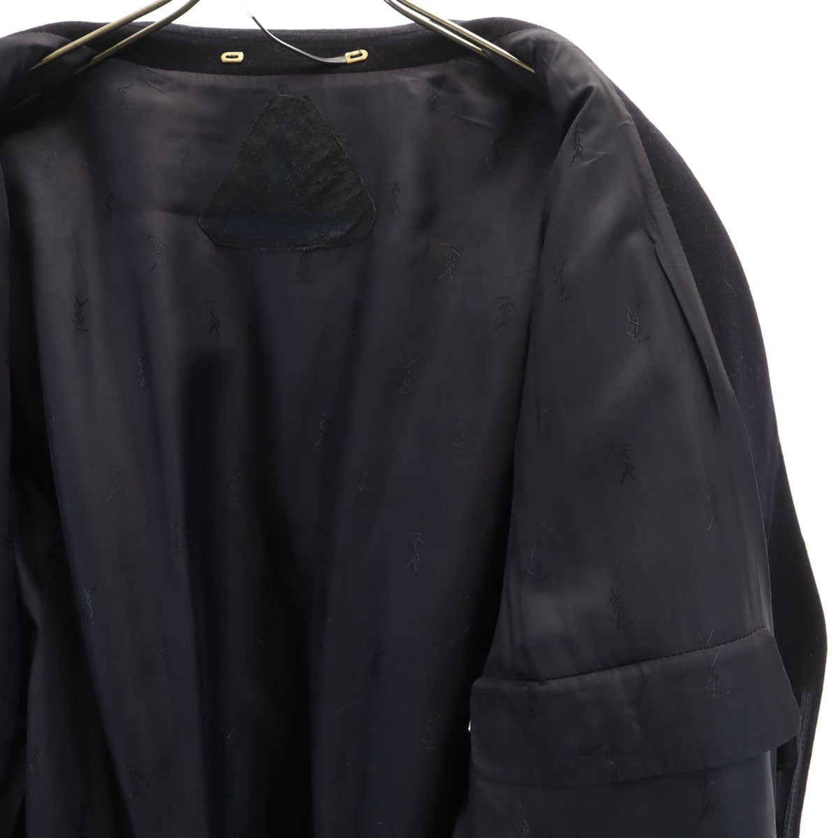 YVES SAINT LAURENT Dark Blue Chesterfield Coat