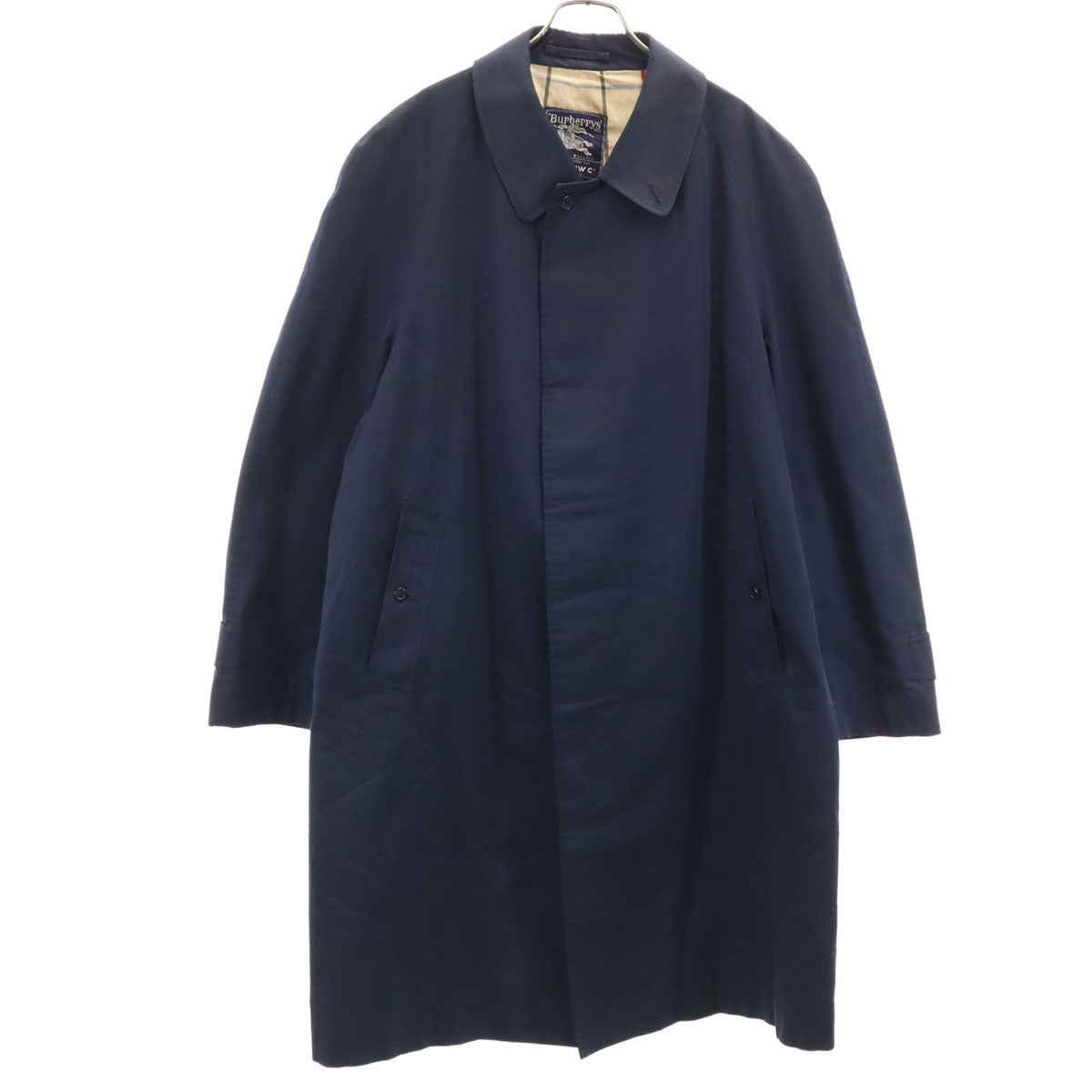Burberrys 80s Vintage UK Balmacaan Coat Navy
