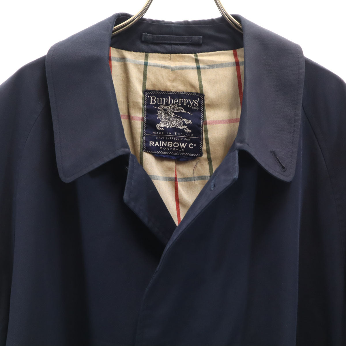 Burberrys 80s Vintage UK Balmacaan Coat Navy