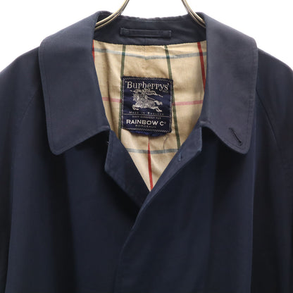 Burberrys 80s Vintage UK Balmacaan Coat Navy