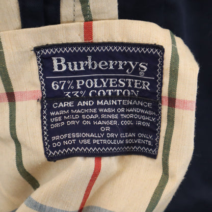 Burberrys 80s Vintage UK Balmacaan Coat Navy