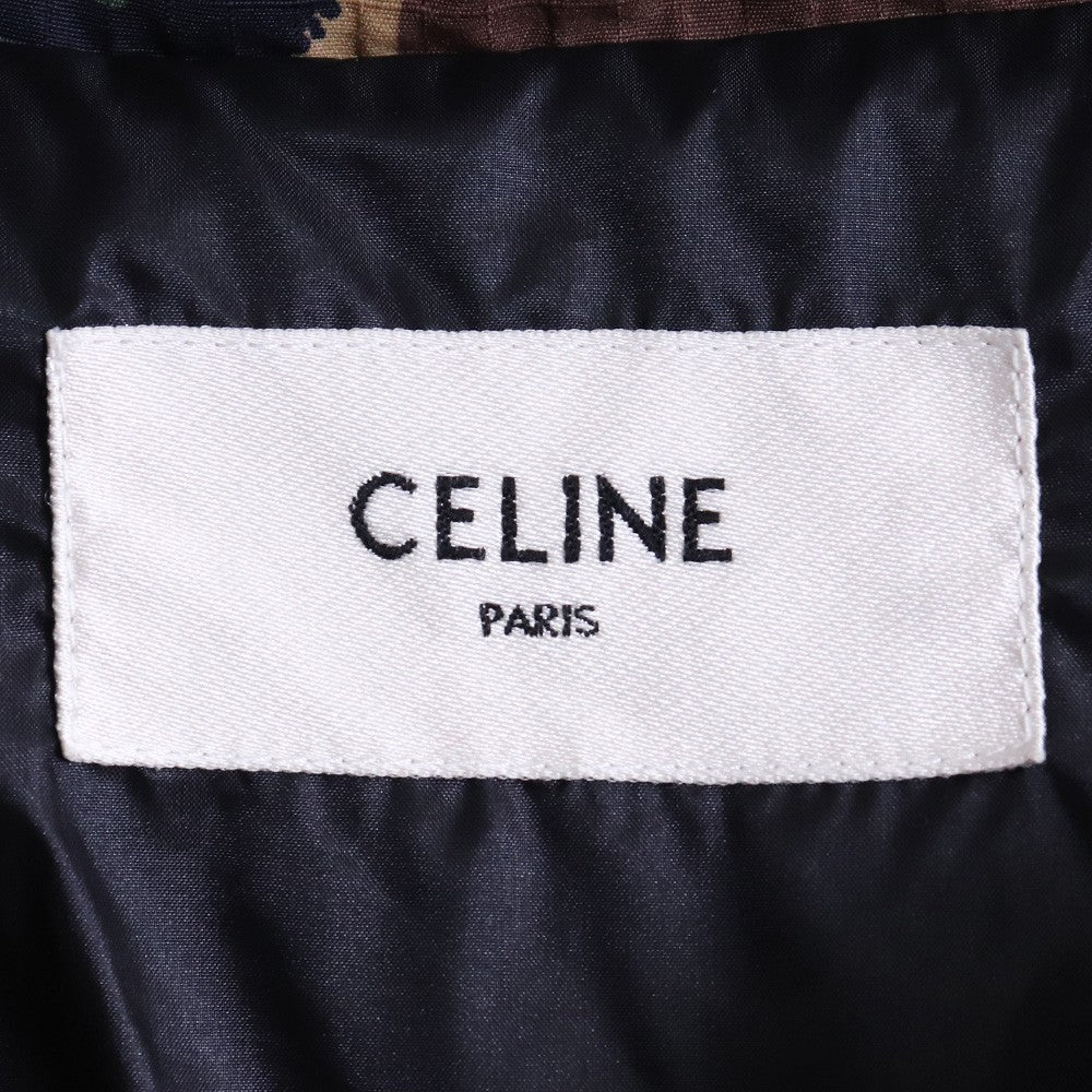 CELINE Camo Bi-Material Half-Zip Fleece Jacket Black Size 50