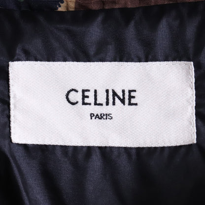 CELINE Camo Bi-Material Half-Zip Fleece Jacket Black Size 50