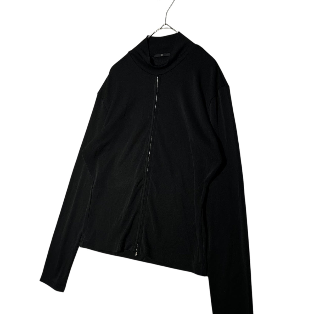 Y's Center Zip Pullover Sheer Mock Neck Top