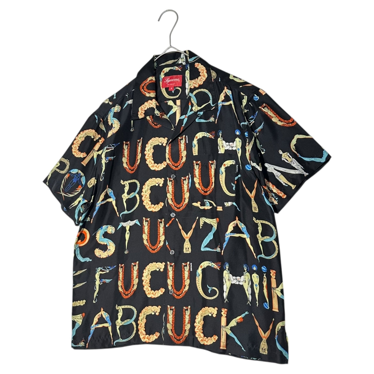 SUPREME 18SS Alphabet Silk Short Sleeve Black Multi Shirt Size S