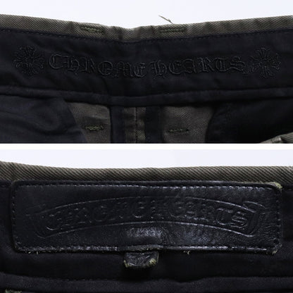 CHROME HEARTS Cross Button Leather Trim Chino Pants Size 33
