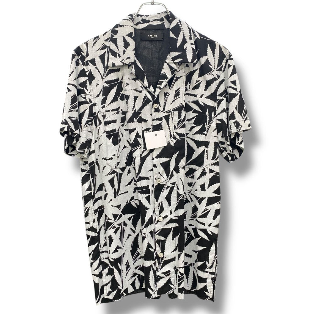 AMIRI Leaf Tencel SS Aloha Shirt Black White Size S