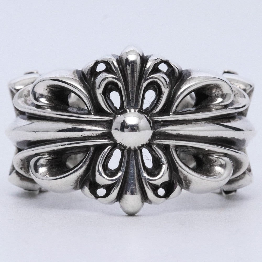 CHROME HEARTS DBL FLRL CRS Double Ring Silver Size JP 27