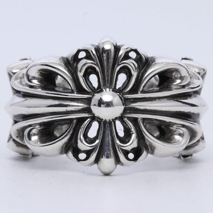 CHROME HEARTS DBL FLRL CRS Double Ring Silver Size JP 27