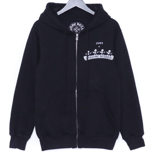 CHROME HEARTS Old Foti Zip Up Hoodie Black Size S