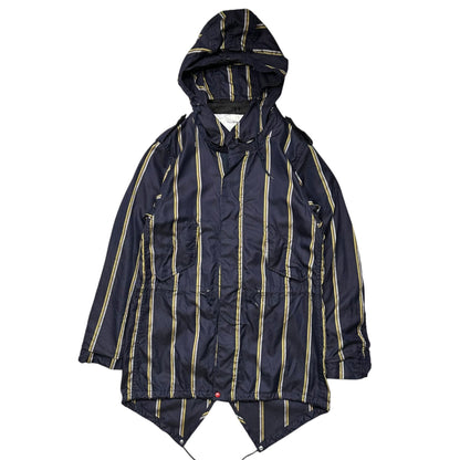 VISVIM 00s Fishtail Striped Cotton Coat Navy Yellow Size M