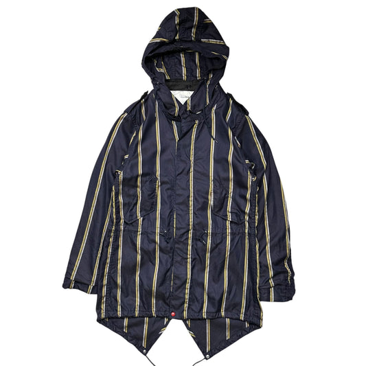 VISVIM 00s Fishtail Striped Cotton Coat Navy Yellow Size M