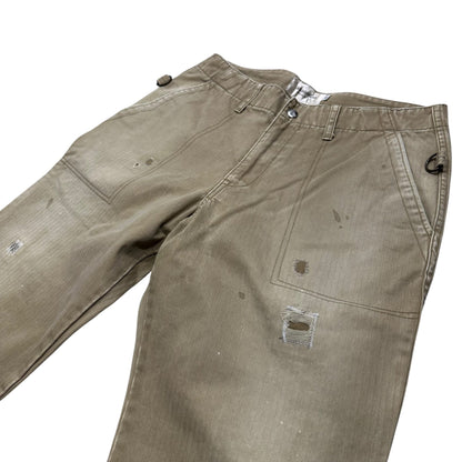 AFFA Distressed Bondage Pants Beige Size M