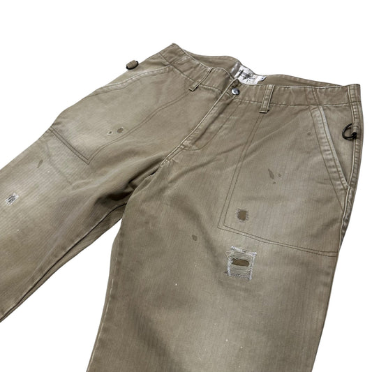 AFFA Distressed Bondage Pants Beige Size M