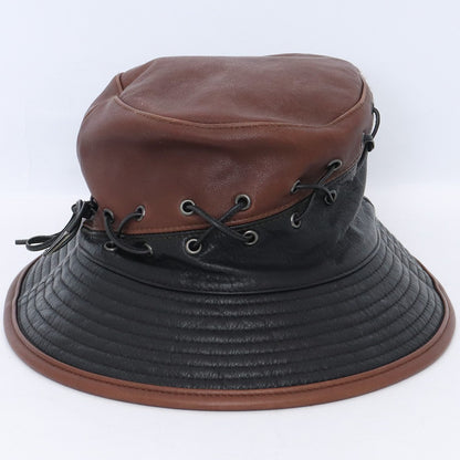 HERMES MOTSCH Leather Bucket Hat Brown Size 56
